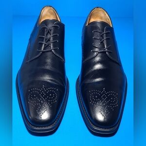 Magnanni Gregorio Derby Brogue Men's Black Leather Dress Shoes Size 12 M US